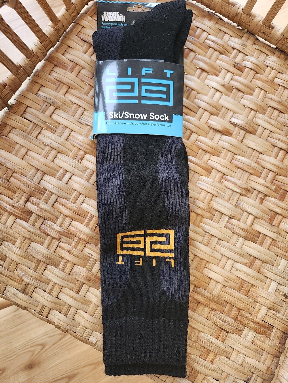 Men’s Ski/Snow Socks - Black with Gold Logo XL